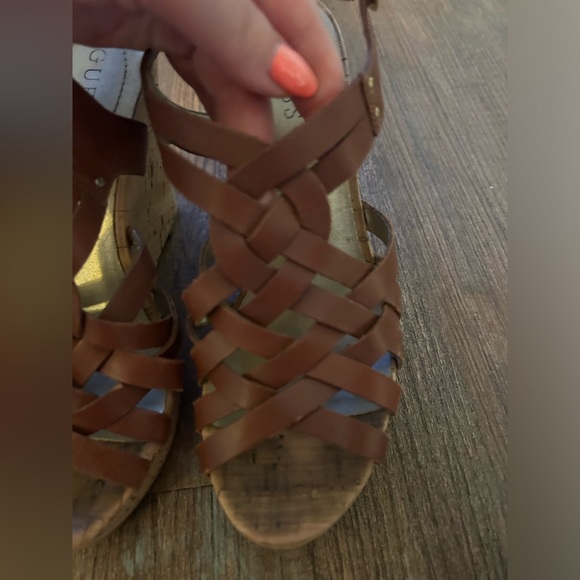 Guess Brown Cork Wedges - Picture 3 of 9